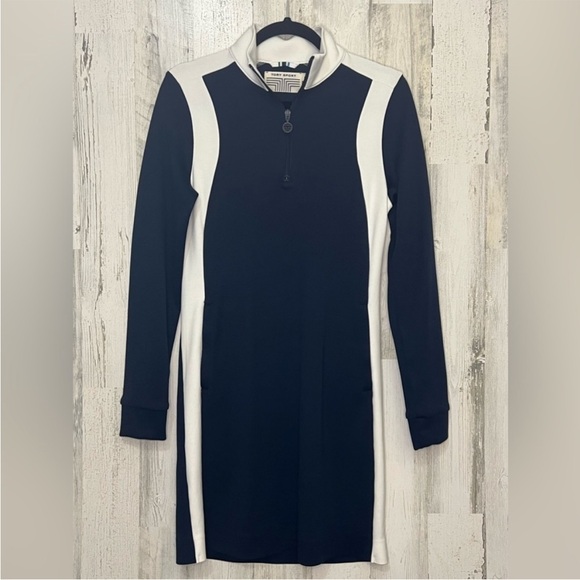 Tory Sport Navy and White Long Sleeve Dress, new without tag, M - Picture 3 of 6